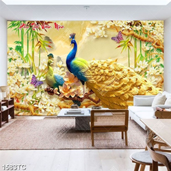 Tranh chim công và hoa mộc lan