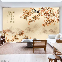 Tranh hoa màu xuân trên núi