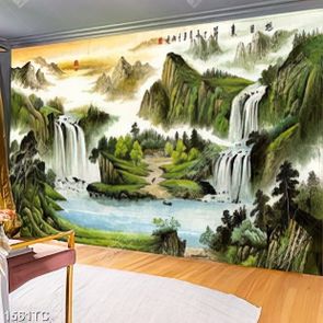 Tranh sơn dầu thác nước phong thủy đẹp