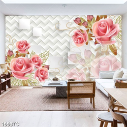 Tranh 3D hoa hồng dán tường đẹp