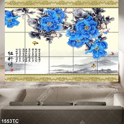 Tranh hoa mẫu đơn xanh