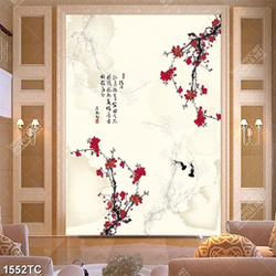 Tranh thư pháp hoa đào