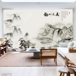 Tranh thư pháp thủy mặc in kính đẹp