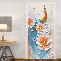 Tranh lụa 3D chim công và hoa