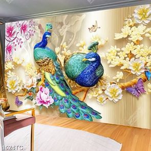 Tranh chim công và hoa mộc lan đẹp