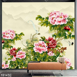 Tranh hoa mẫu đơn in dán tường đẹp