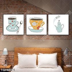 Tranh ghép 3 tấm ly cà phê