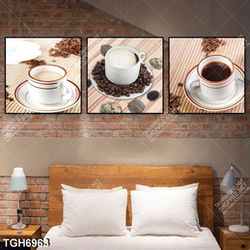 Tranh ghép 3 tấm ly cà phê