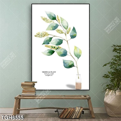 Tranh vẽ màu nước cành lá decor