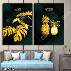 Tranh ghép 2 tấm lá dứa gold