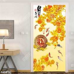 Tranh tài lộc hoa mẫu đơn và cá chép