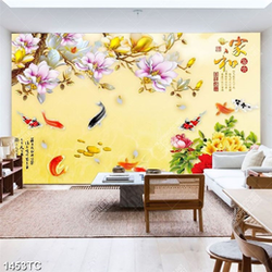 Tranh hoa mộc lan và cá chép