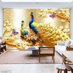 Tranh chim công và hoa mộc lan đẹp