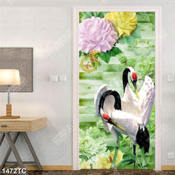 Tranh 3D chim Hạc và hoa mẫu đơn