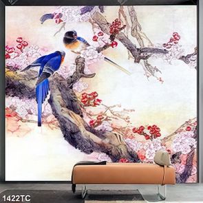 Tranh cây đào và chim