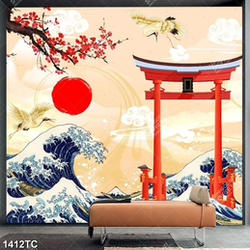 Tranh chim Hạc và sóng biển trang trí Tết