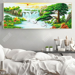 Tranh sơn dầu thác nước phong thủy