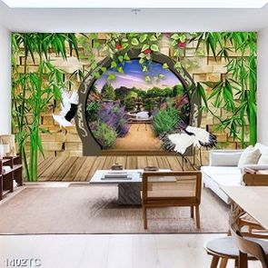 Tranh 3D cây tre và chim Hạc