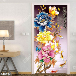 Tranh thư pháp Trung Hoa và hoa mẫu đơn