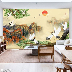 Tranh cây tùng chim Hạc