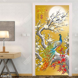 Tranh chim công và hoa mai