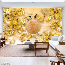 Tranh hoa hồng cá chép nền giả ngọc đẹp