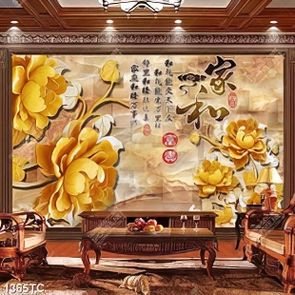 Tranh hoa mẫu đơn nền 3D