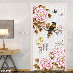 Tranh 3D hoa mẫu đơn và chim