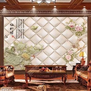 Tranh 3D hoa mẫu đơn giả ngọc in dán tường đẹp