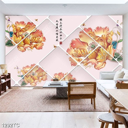 Tranh 3D hoa mẫu đơn