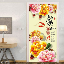 Tranh thư pháp cá chép và hoa mẫu đơn chất lượng cao