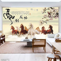 Tranh bát mã và thư pháp