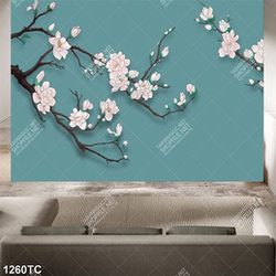 Tranh hoa mộc lan nền xanh dương