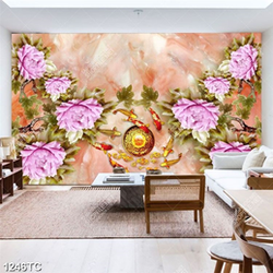 Tranh giả ngọc hoa mẫu đơn hồng