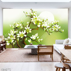 Tranh hoa mộc lan nền xanh