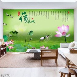 Tranh hoa Sen và chim Hạc