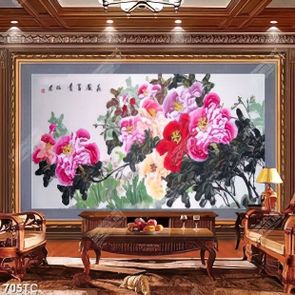 Tranh sơn dầu hoa mẫu đơn nghệ thuật