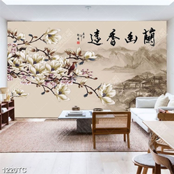 Tranh thư pháp hoa mộc lan