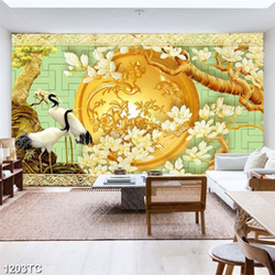 Tranh chim Hạc và hoa mộc lan đẹp