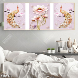 Tranh lụa 3D chim công