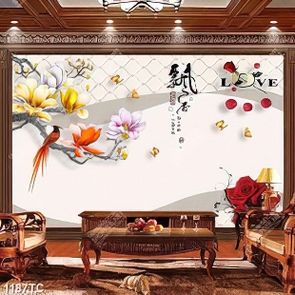 Tranh hoa mộc lan nền 3D in dan tường đẹp