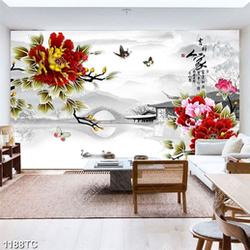 Tranh hoa mẫu đơn nền tranh phong thủy đẹp