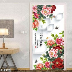 Tranh hoa mẫu đơn thư pháp đẹp