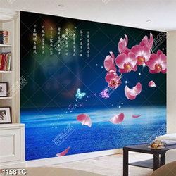 Tranh thư pháp và hoa lan hồ điệp