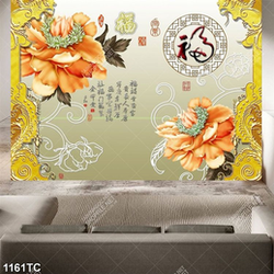 Tranh hoa mẫu đơn thư pháp