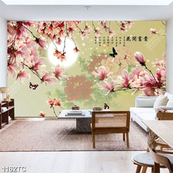 Tranh hoa mộc lan thư pháp