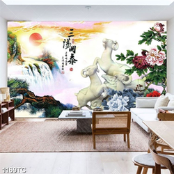 Tranh cặp Dê và hoa mẫu đơn