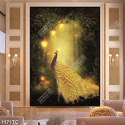 Tranh chim công vàng trong đêm