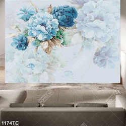 Tranh hoa mẫu đơn xanh dán tường đẹp