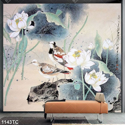 Tranh chim và hoa Sen
